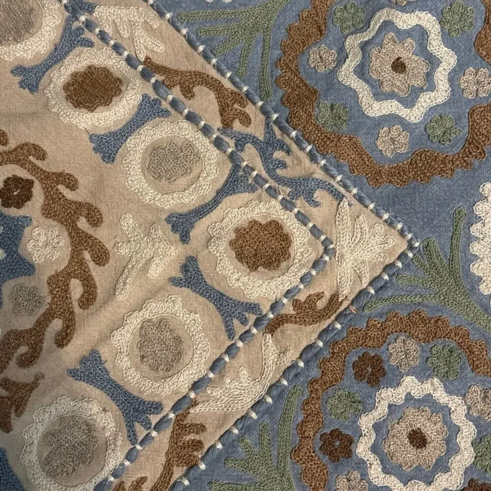 Lot of 2 Pottery Barn Azra Embroidered Pillow Covers Shams Floral 20 x 20